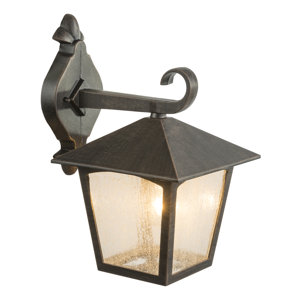 Wandlaterne 'New Orleans' 1-flammig – Schwarz-Gold, IP44, Für E27 Birnen, 50x22x27 Cm